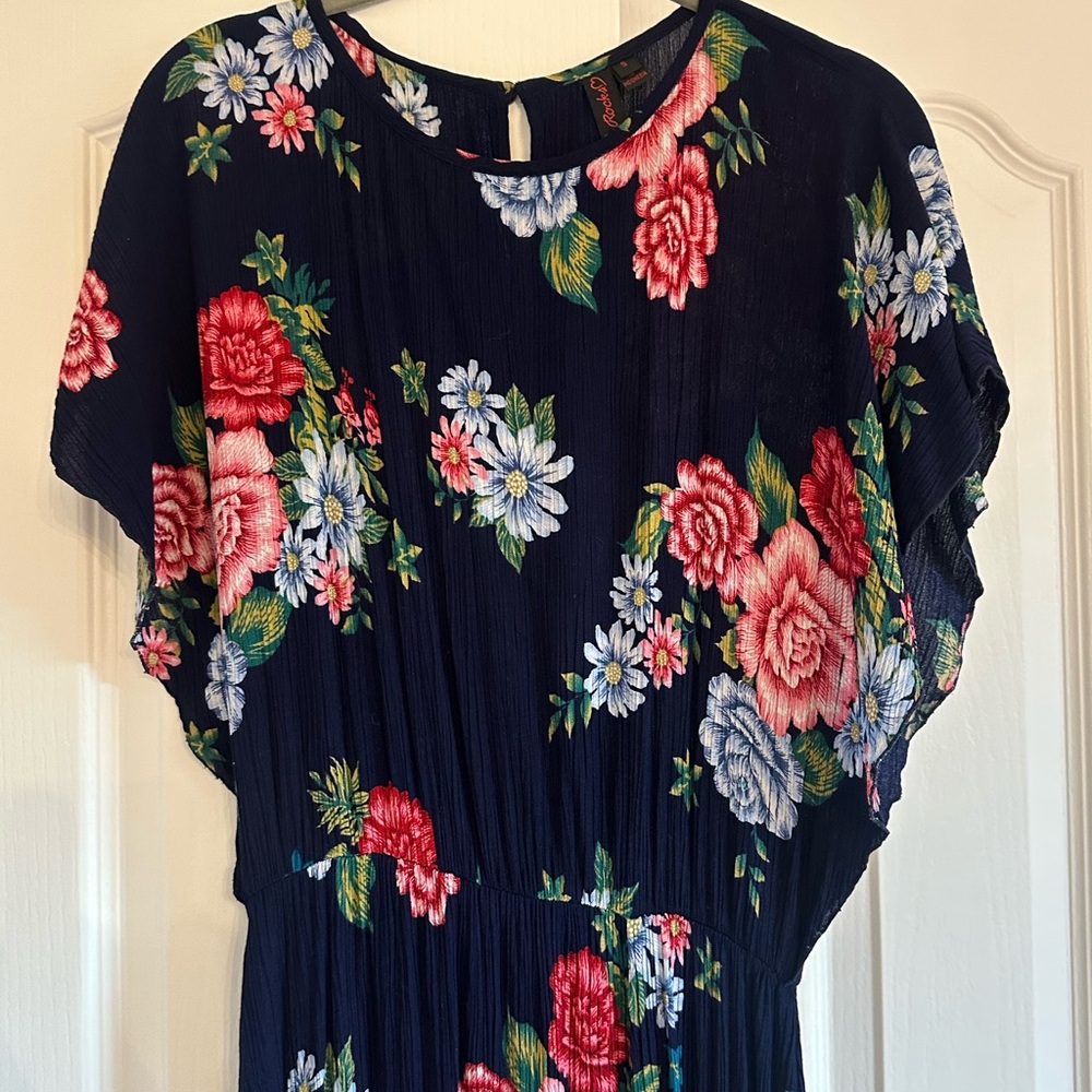 Floral Maxi Dress with Pink and White Accents